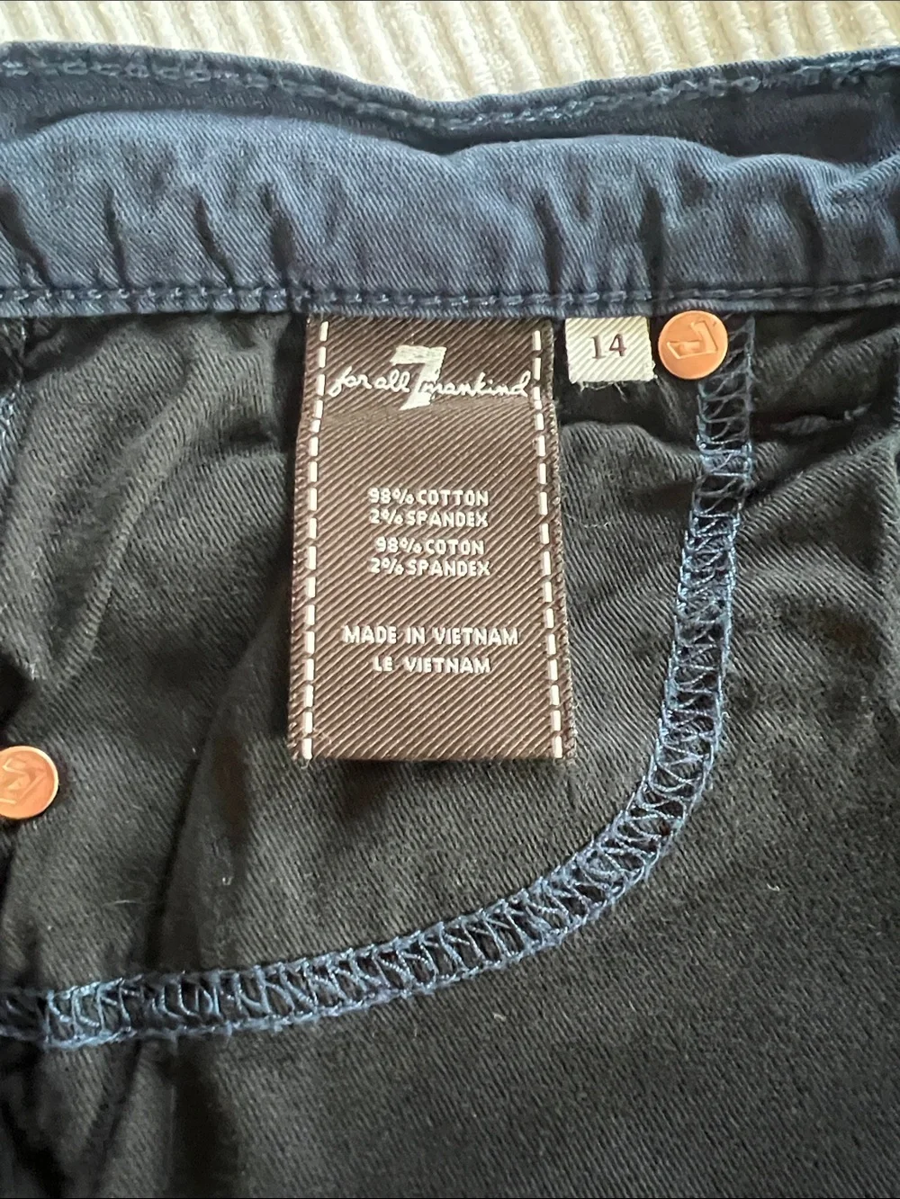 7 For All Mankind Kids Navy Blue Straight-Leg Pants